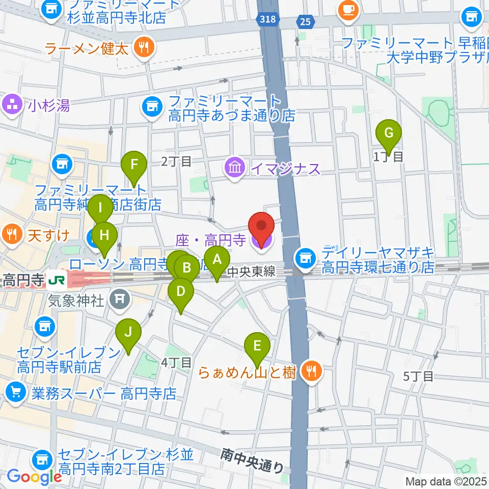 座・高円寺周辺のホテル一覧地図