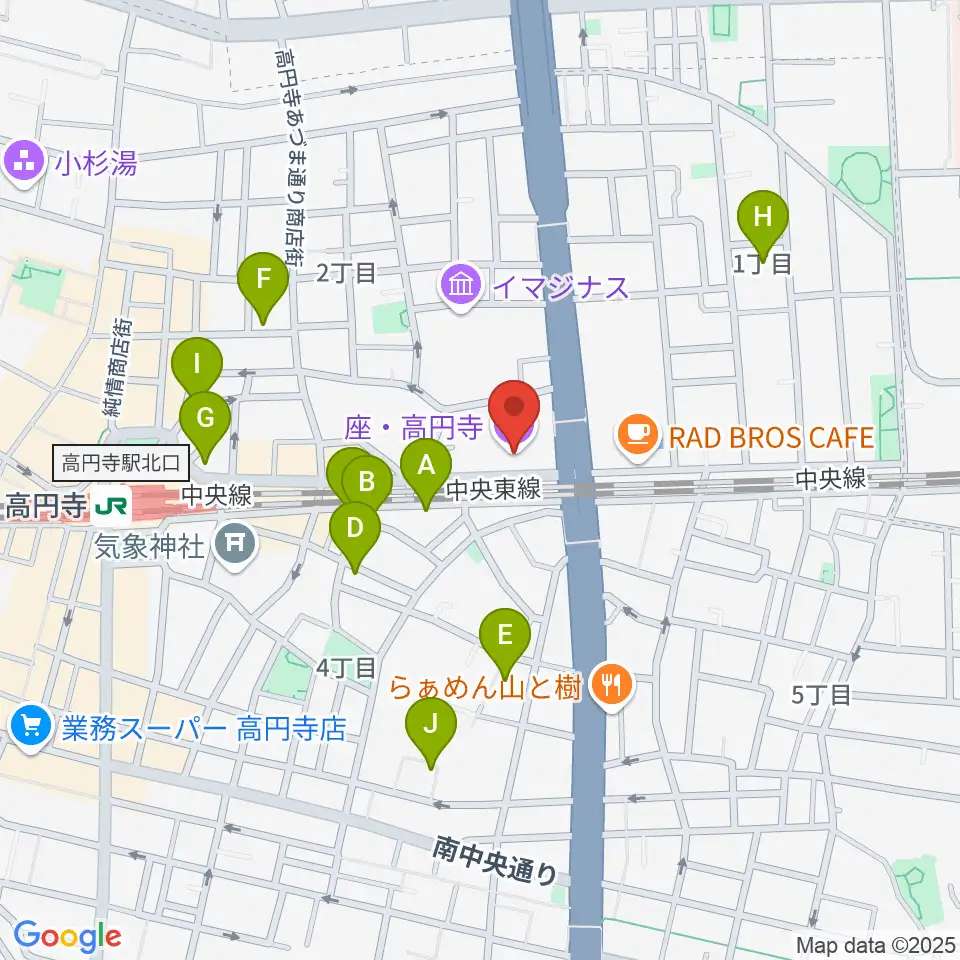 座・高円寺周辺のホテル一覧地図