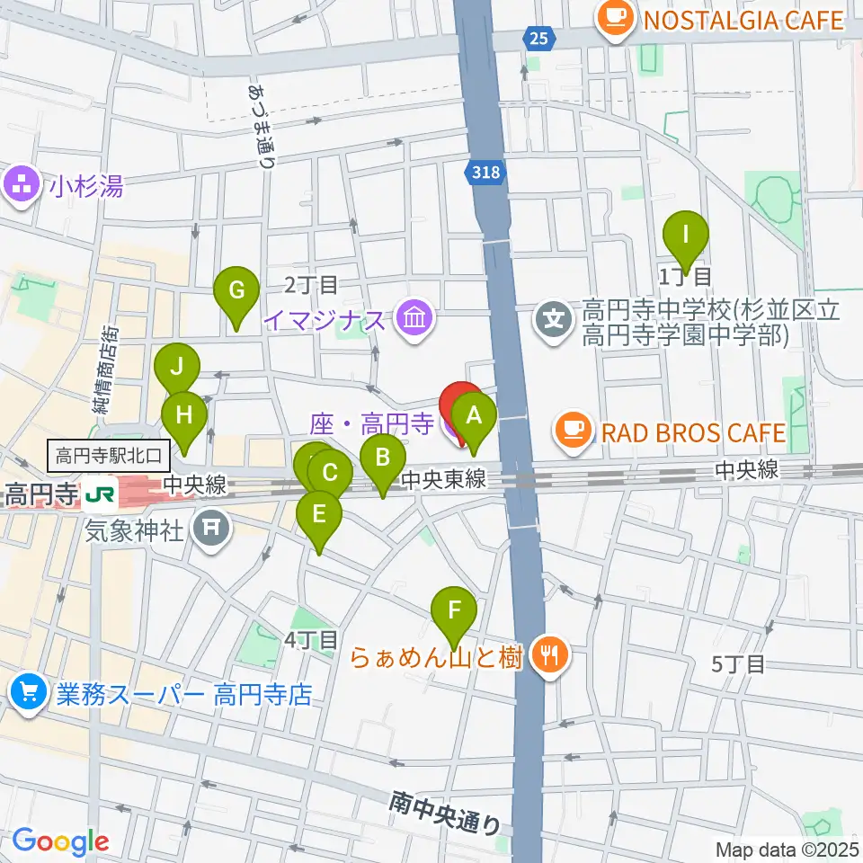 座・高円寺周辺のホテル一覧地図