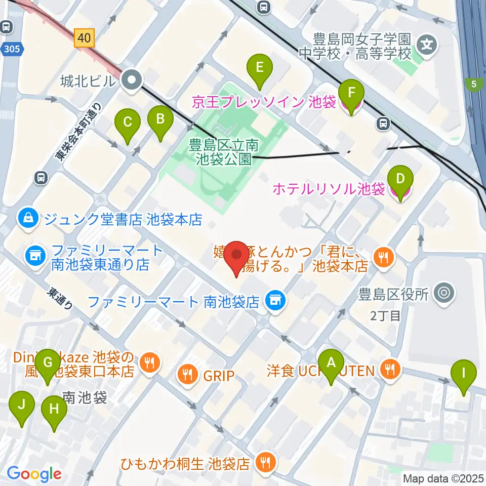 シアターグリーン周辺のホテル一覧地図