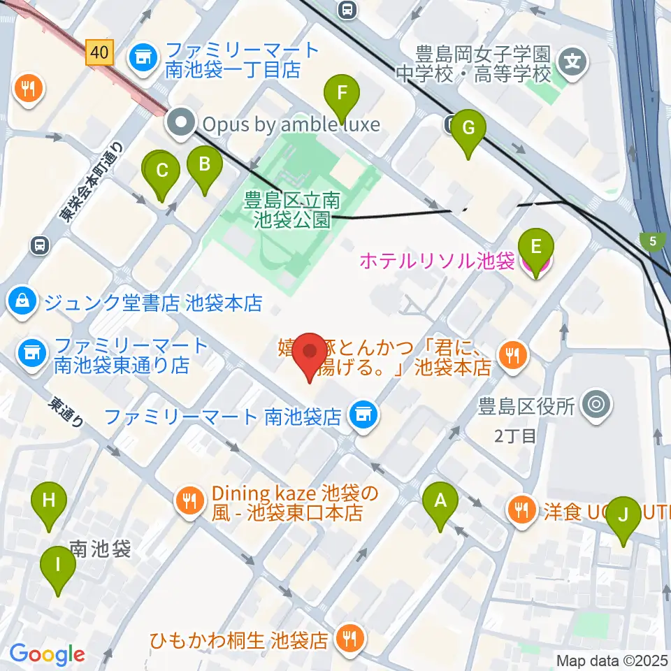 シアターグリーン周辺のホテル一覧地図