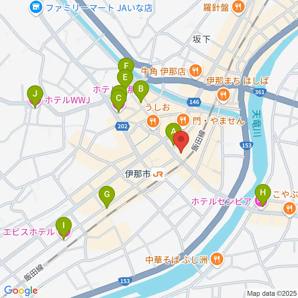 伊那グラムハウス周辺のホテル一覧地図