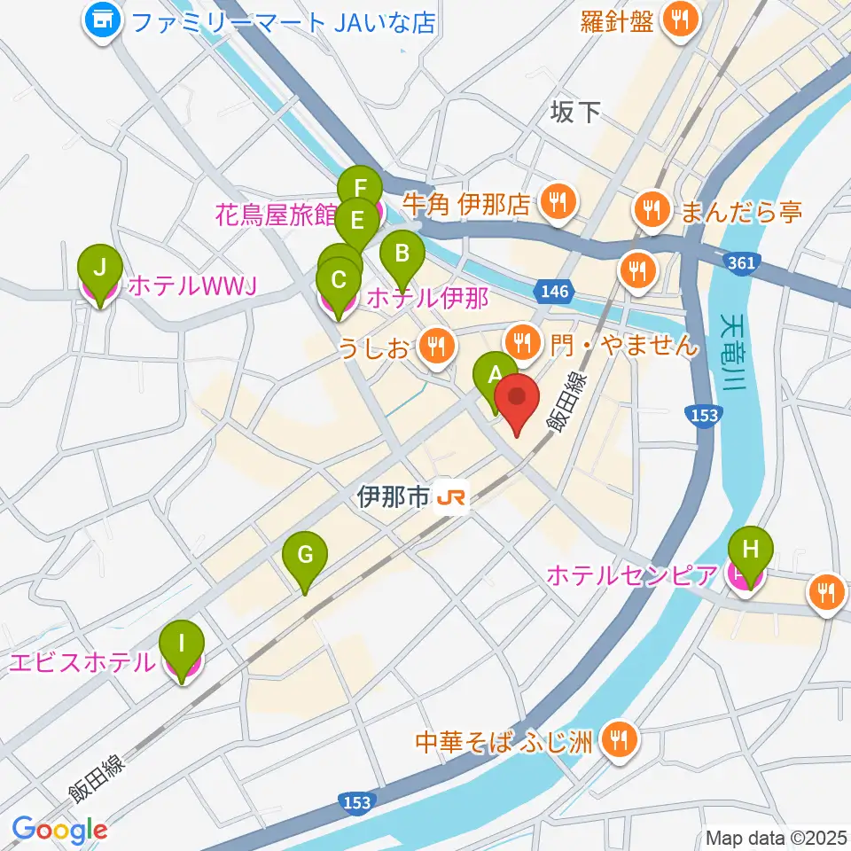 伊那グラムハウス周辺のホテル一覧地図