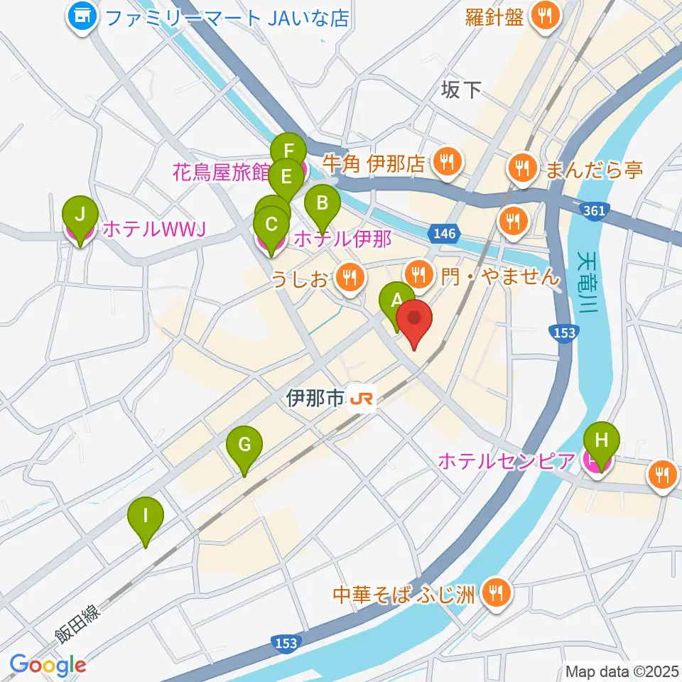 伊那グラムハウス周辺のホテル一覧地図