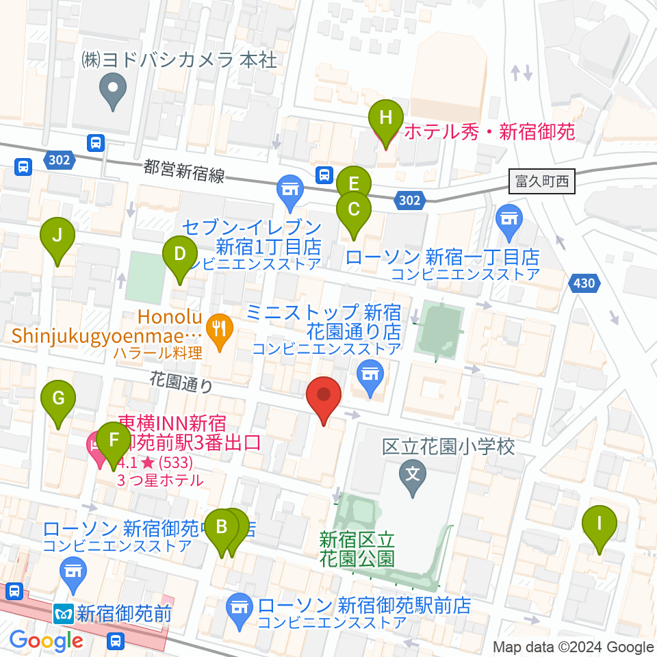 新宿シアターサンモール周辺のホテル一覧地図