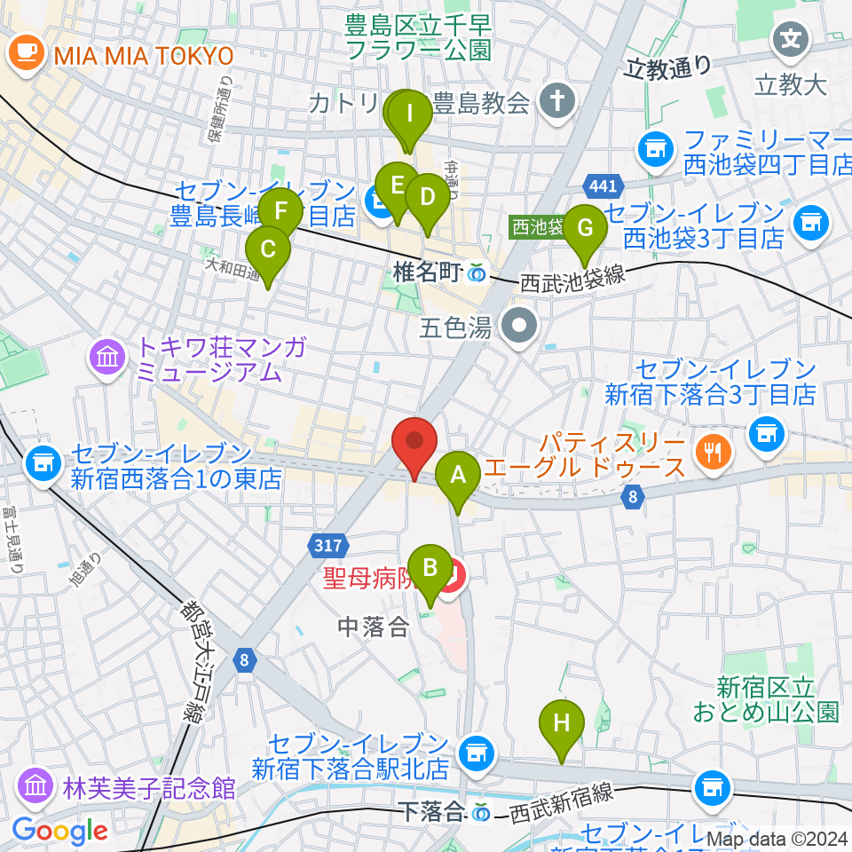 シアター風姿花伝周辺のホテル一覧地図