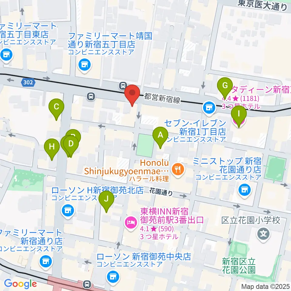 新宿シアターブラッツ周辺のホテル一覧地図