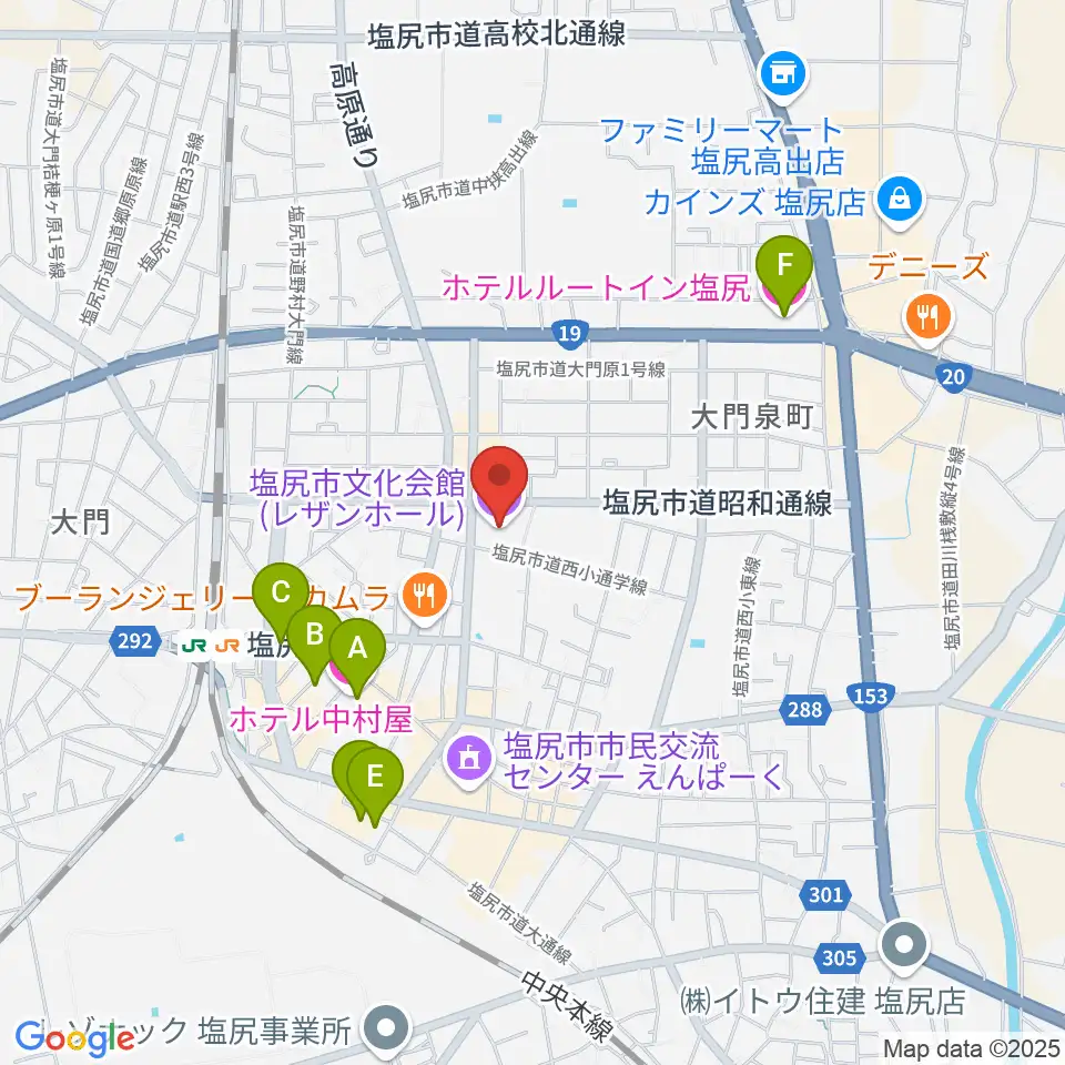 塩尻市文化会館レザンホール周辺のホテル一覧地図