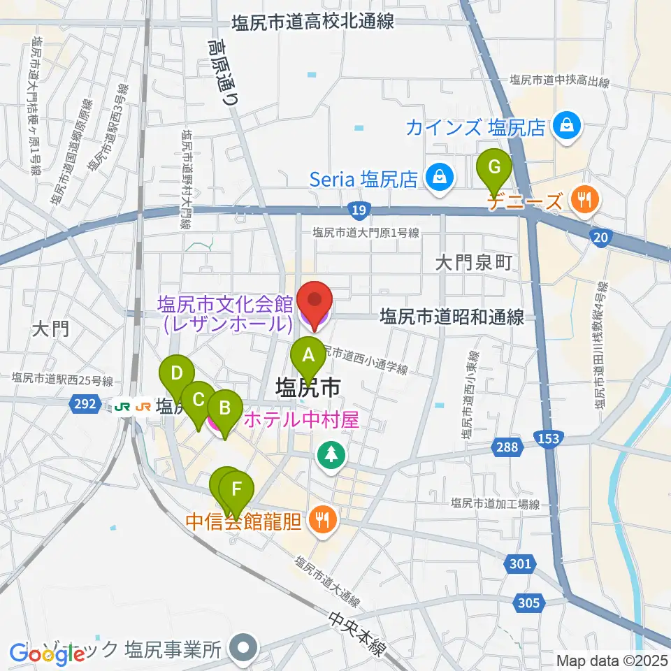 塩尻市文化会館レザンホール周辺のホテル一覧地図