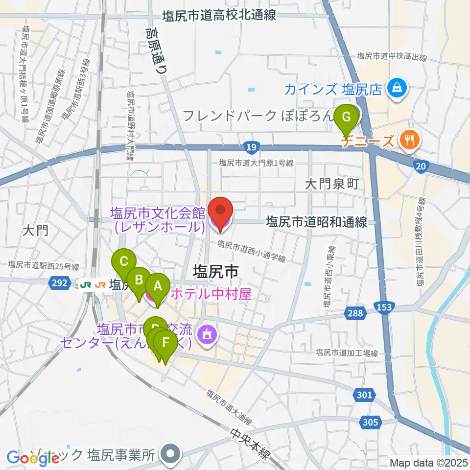 塩尻市文化会館レザンホール周辺のホテル一覧地図
