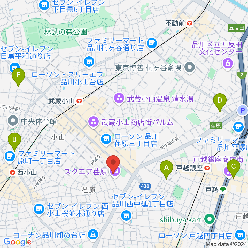 スクエア荏原 ひらつかホール周辺のホテル一覧地図