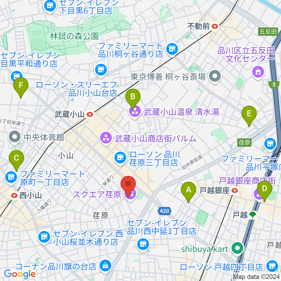 スクエア荏原 ひらつかホール周辺のホテル一覧地図