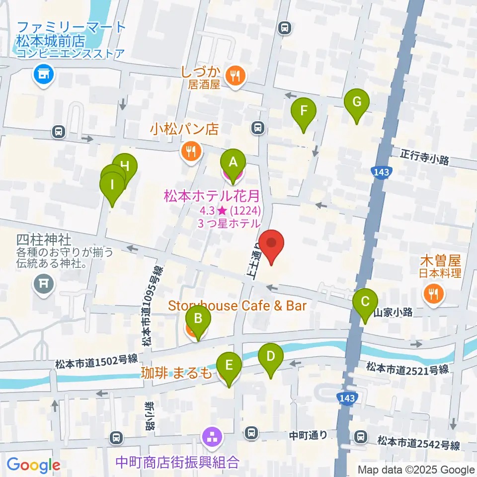 上土劇場周辺のホテル一覧地図