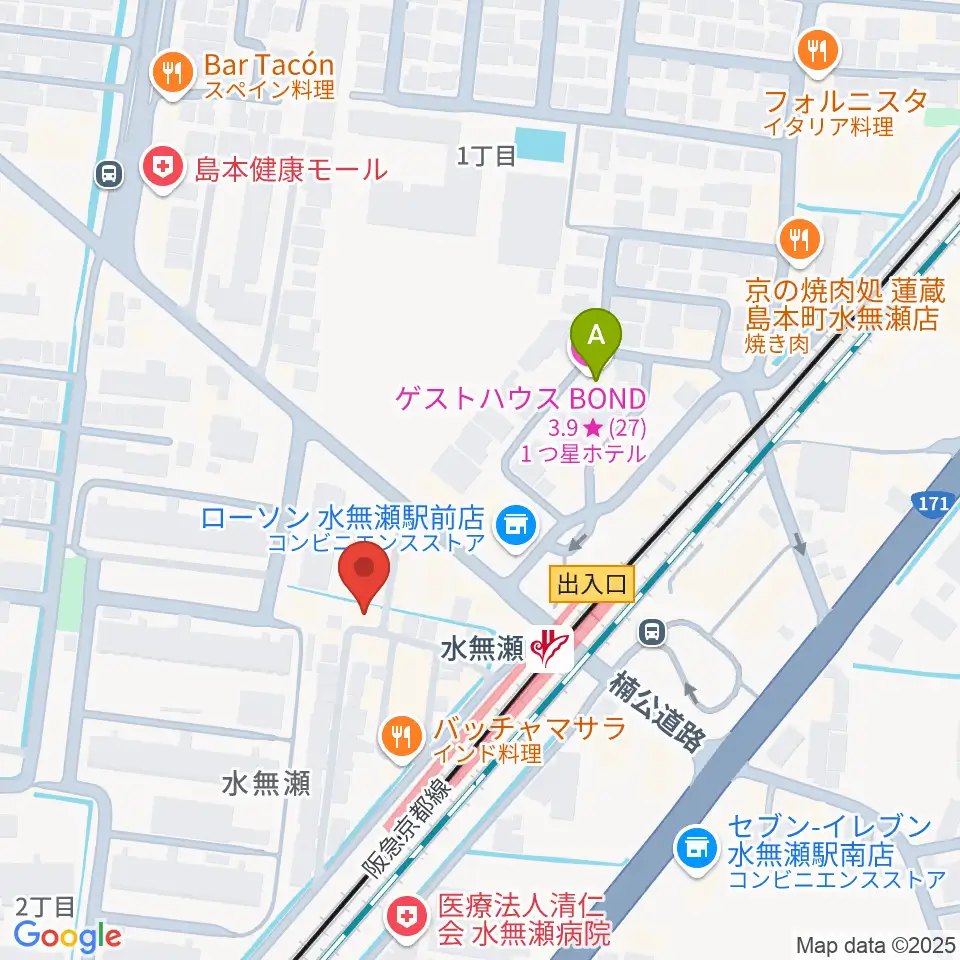 JEUGIA 島本センター周辺のホテル一覧地図
