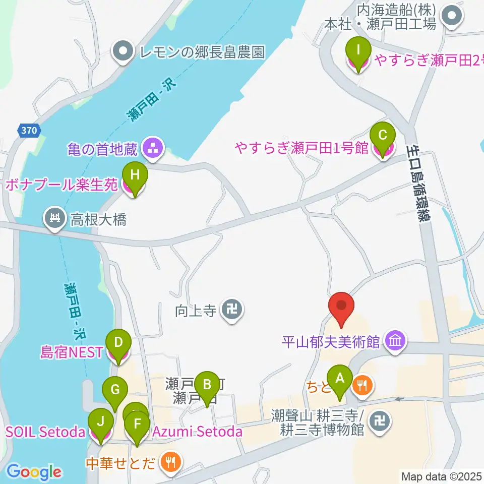 尾道市瀬戸田市民会館周辺のホテル一覧地図
