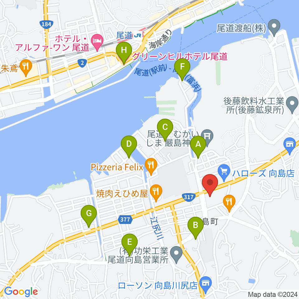 尾道市民センターむかいしま文化ホール周辺のホテル一覧地図