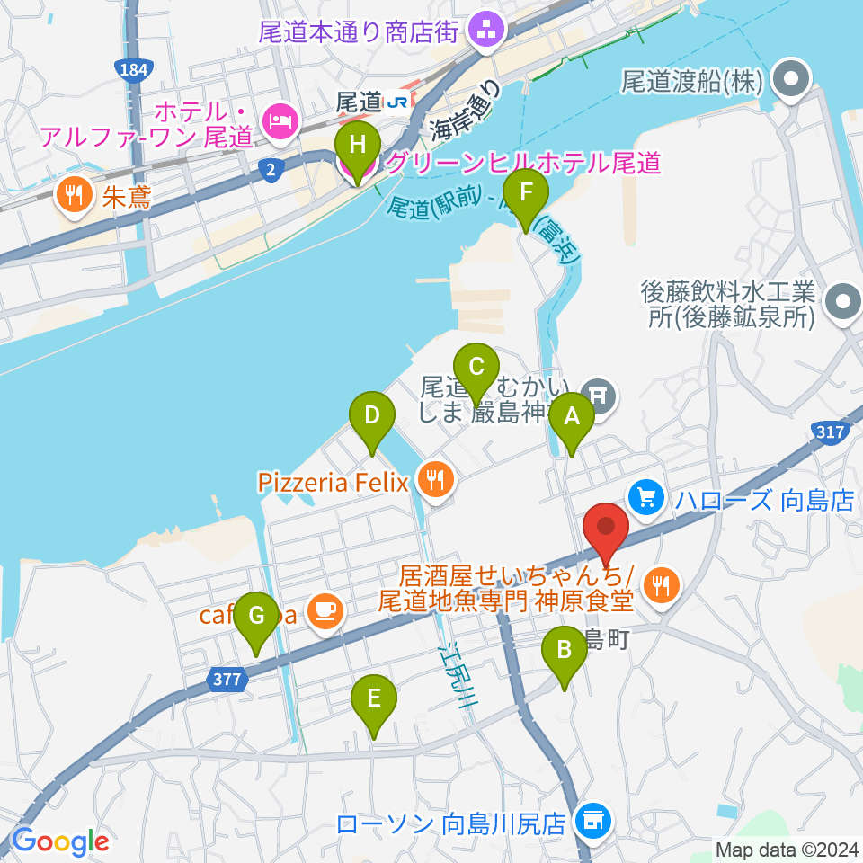 尾道市民センターむかいしま文化ホール周辺のホテル一覧地図