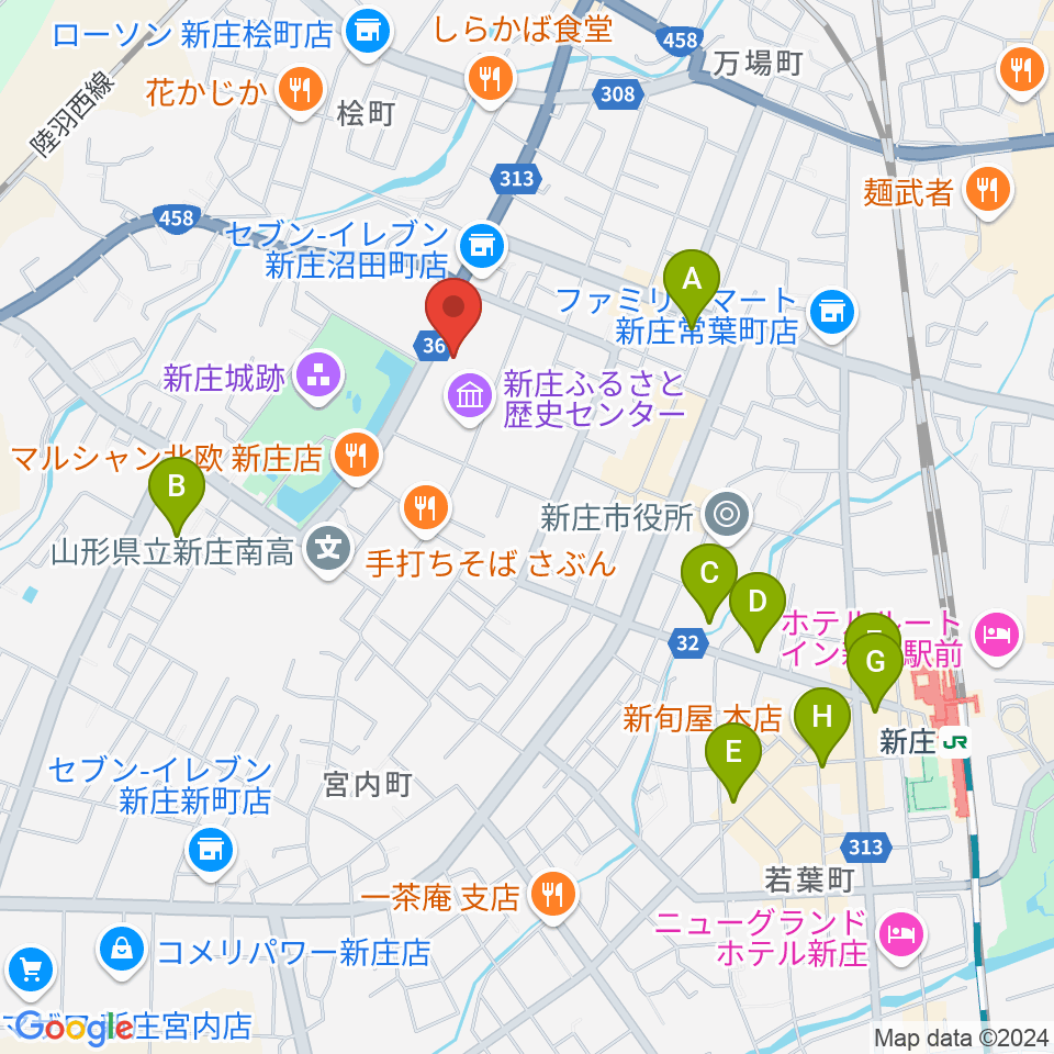 新庄市民文化会館周辺のホテル一覧地図