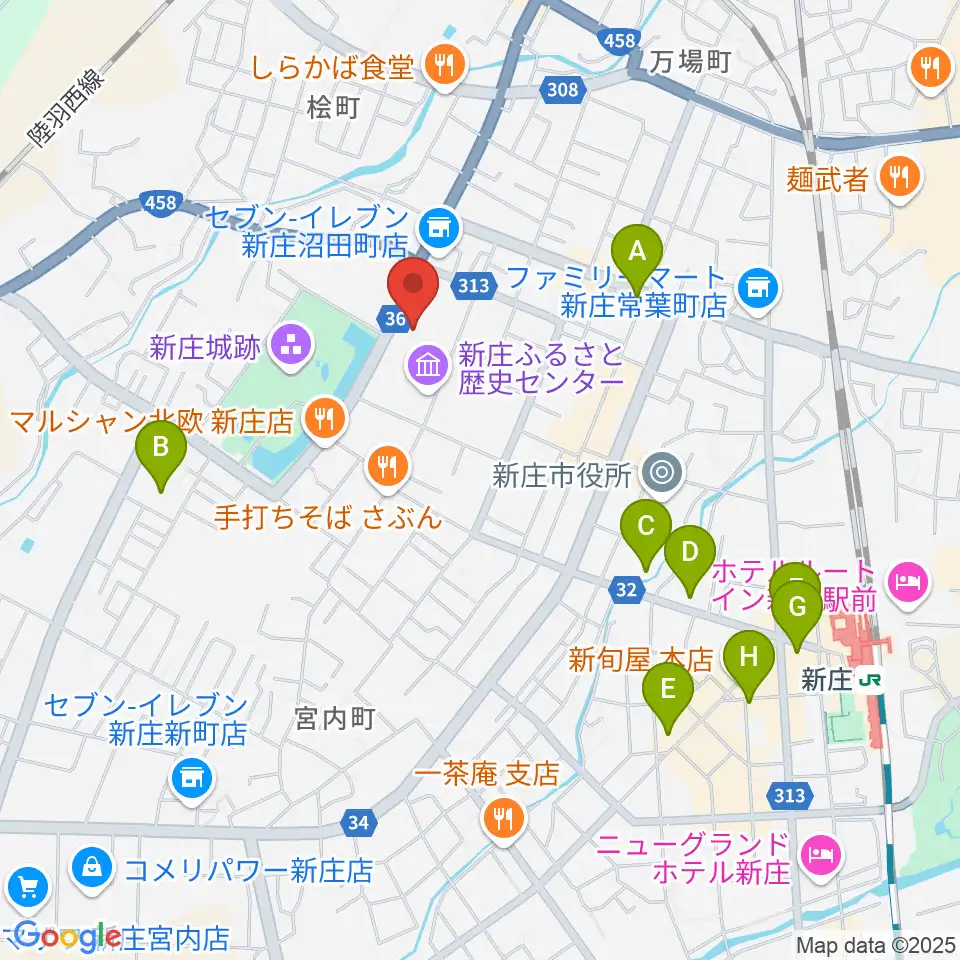 新庄市民文化会館周辺のホテル一覧地図