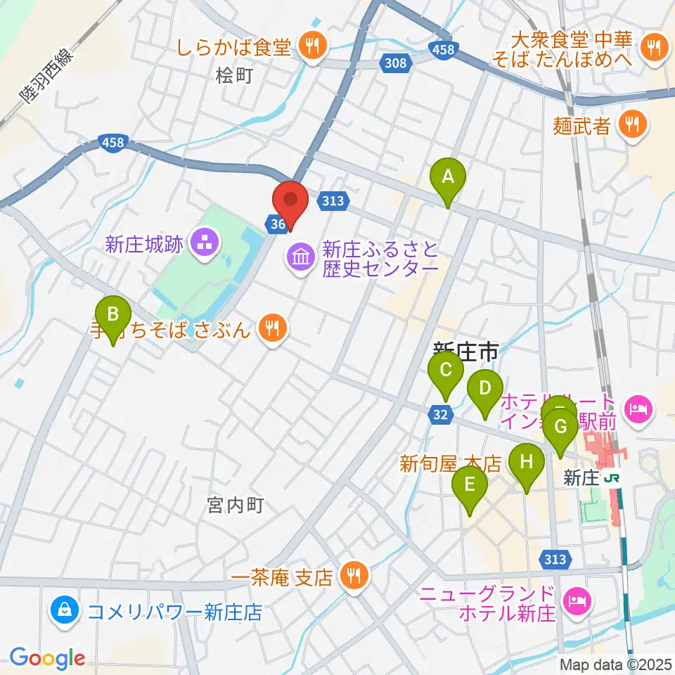 新庄市民文化会館周辺のホテル一覧地図