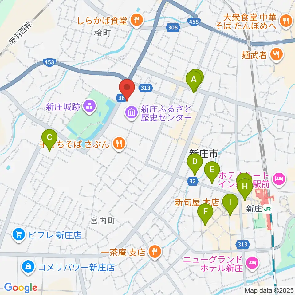 新庄市民文化会館周辺のホテル一覧地図