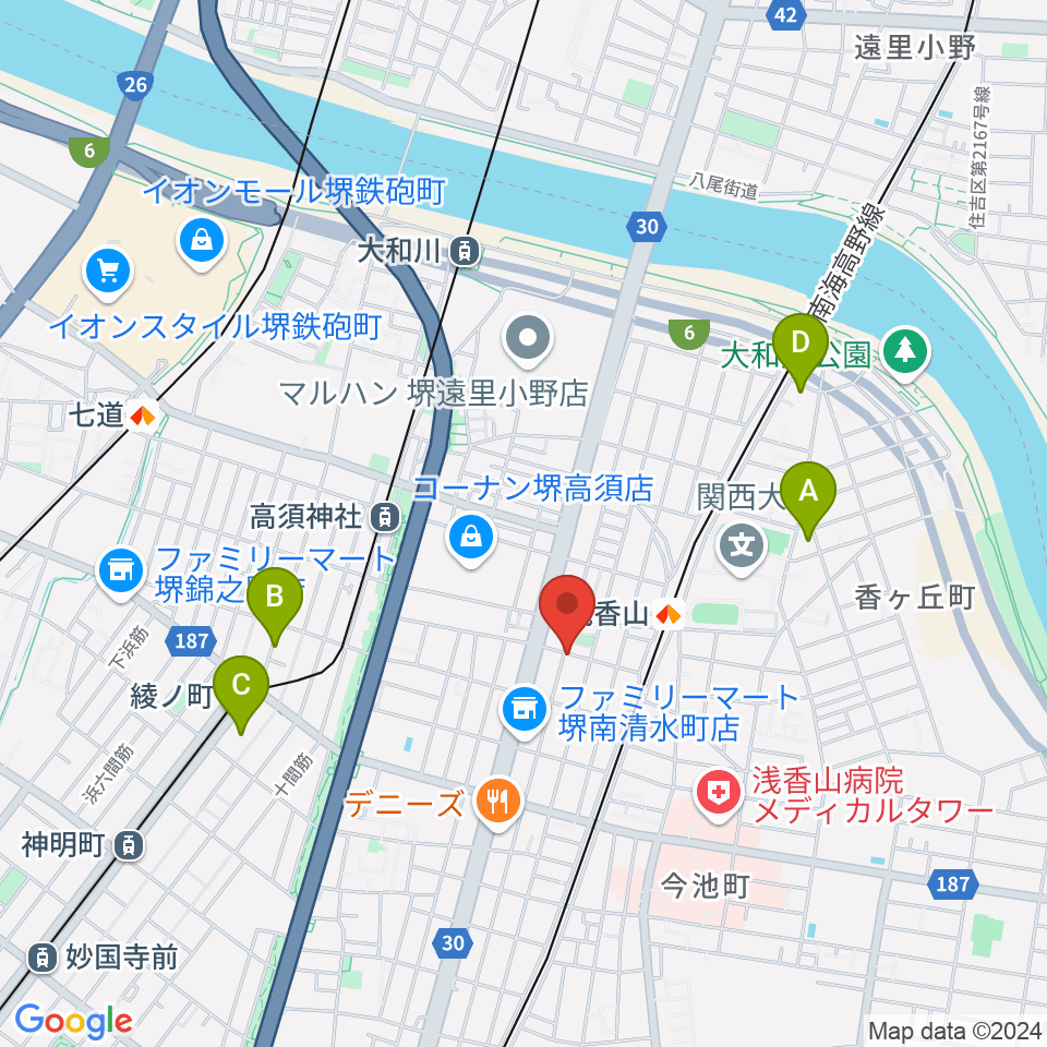 JwaGuitar音楽教室周辺のホテル一覧地図