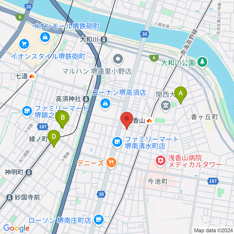 JwaGuitar音楽教室周辺のホテル一覧地図