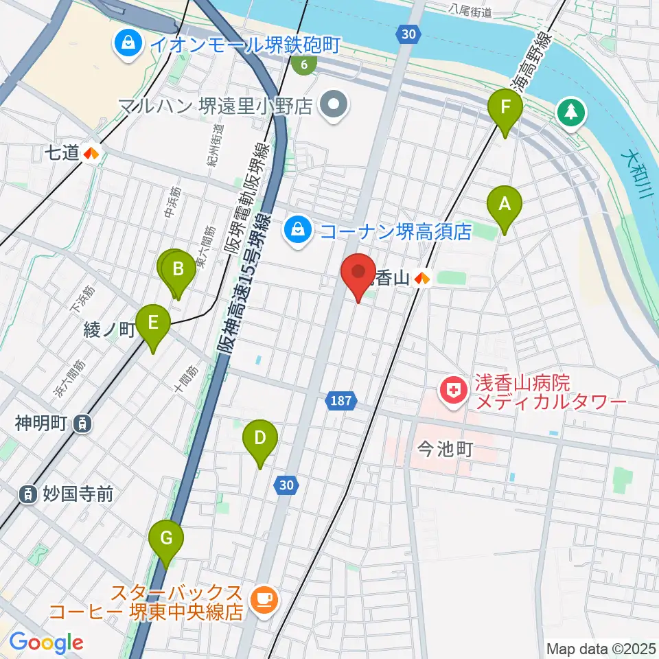 JwaGuitar音楽教室周辺のホテル一覧地図