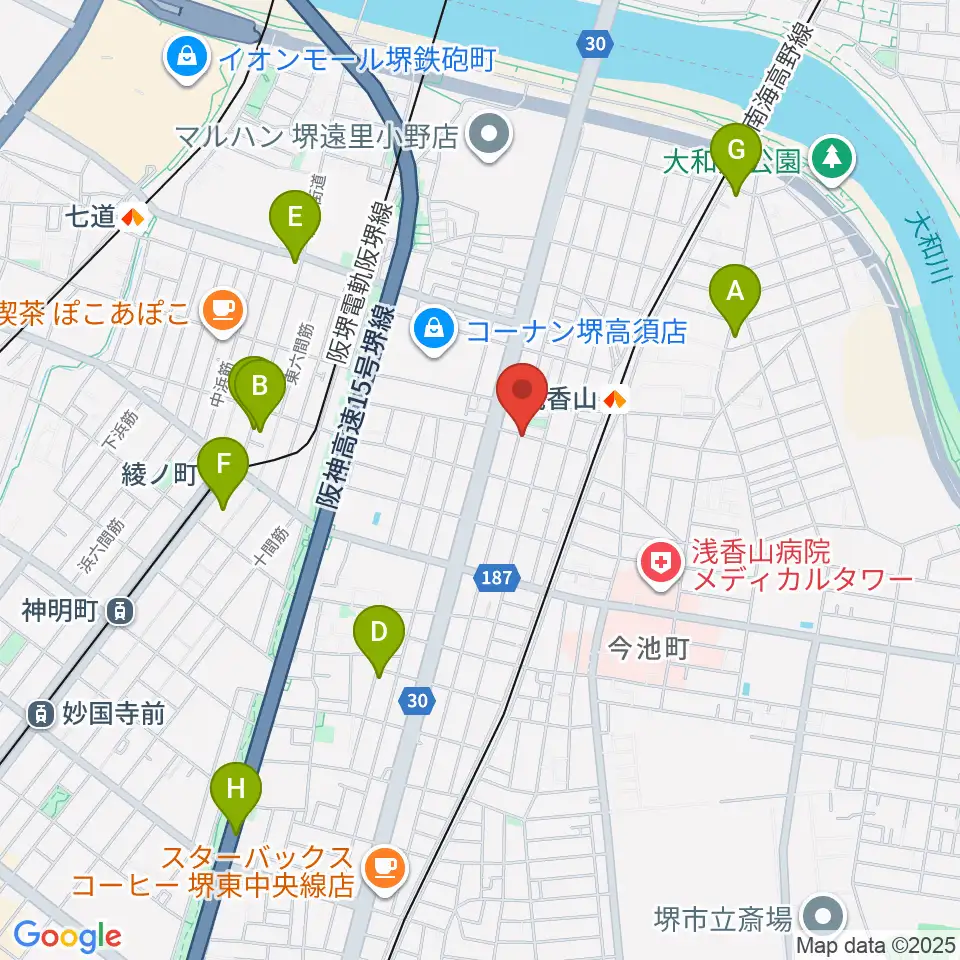 JwaGuitar音楽教室周辺のホテル一覧地図