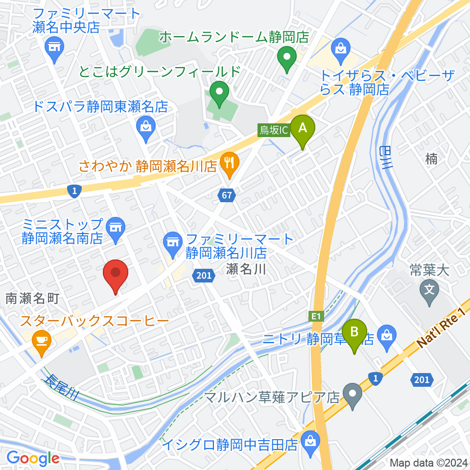 すみやグッディおとサロン瀬名周辺のホテル一覧地図