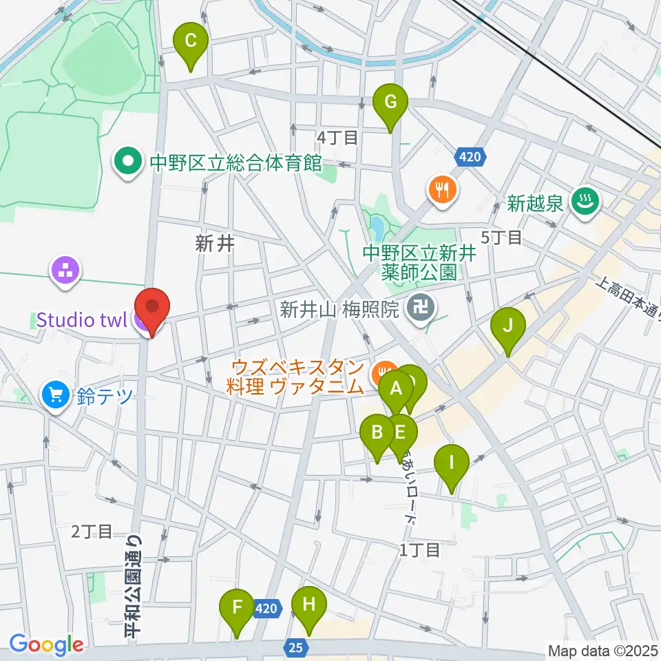 中野 Studio twl周辺のホテル一覧地図