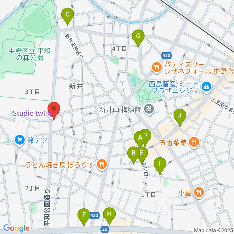 中野 Studio twl周辺のホテル一覧地図