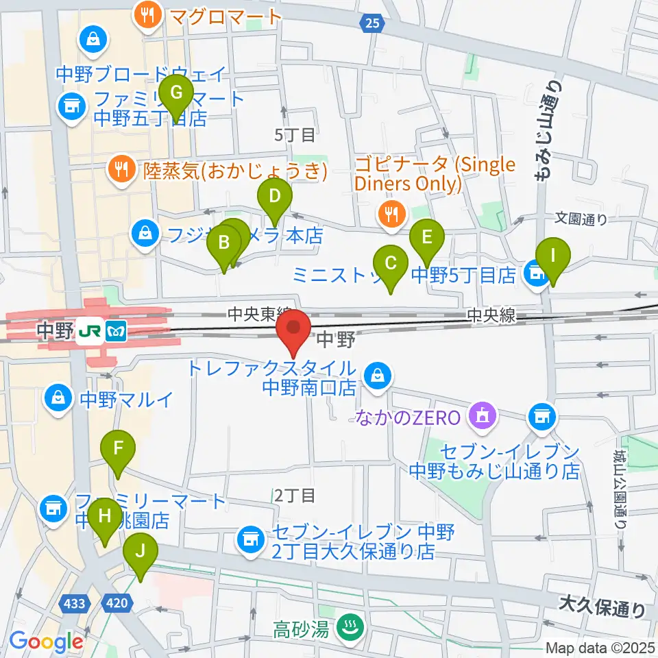 中野あくとれ周辺のホテル一覧地図