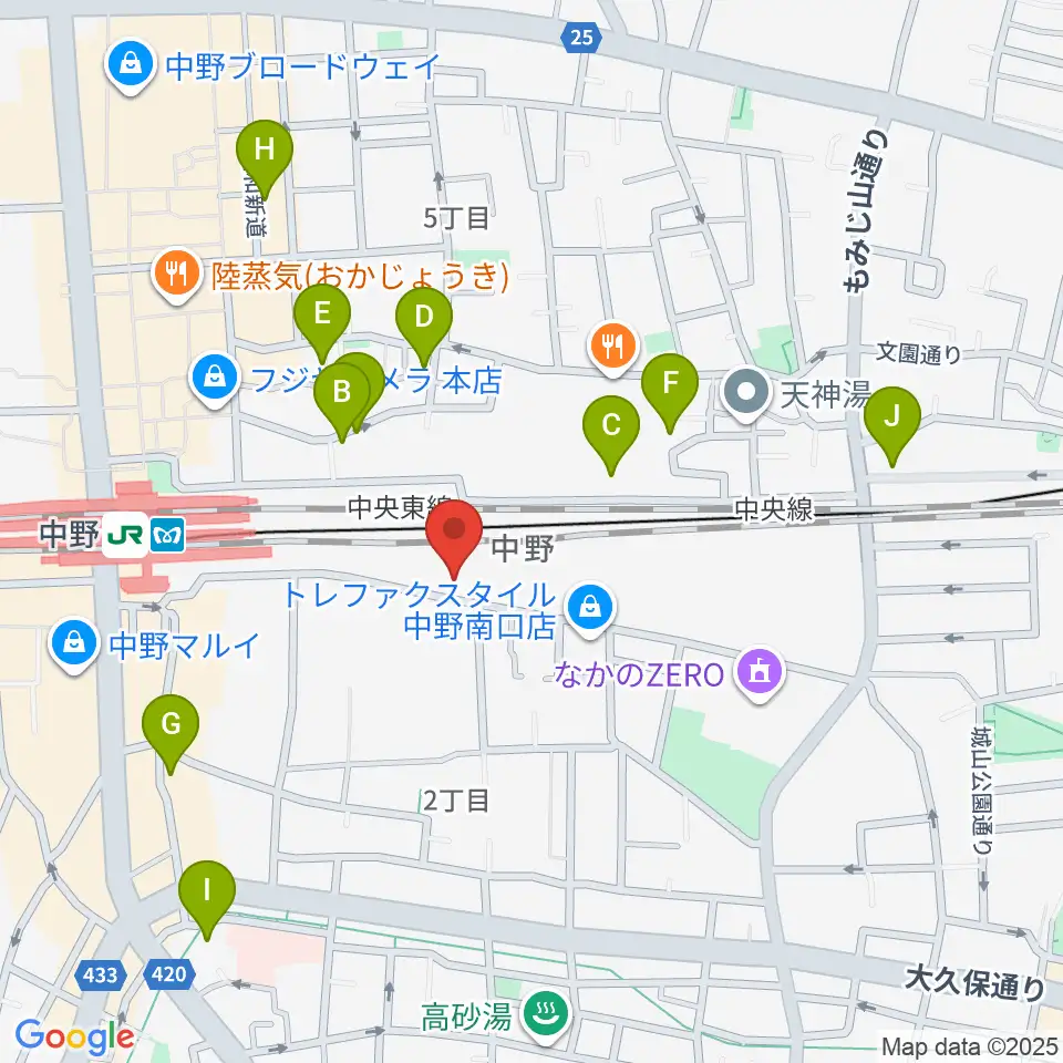 中野あくとれ周辺のホテル一覧地図