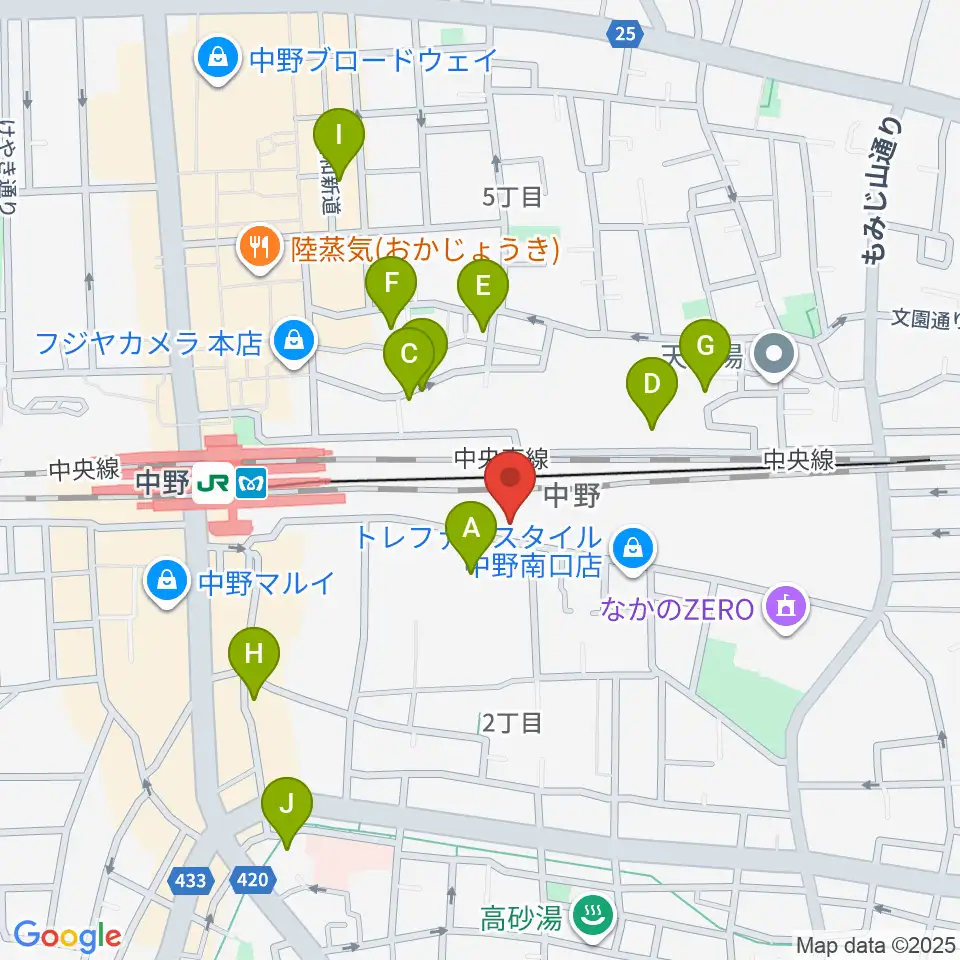 中野あくとれ周辺のホテル一覧地図