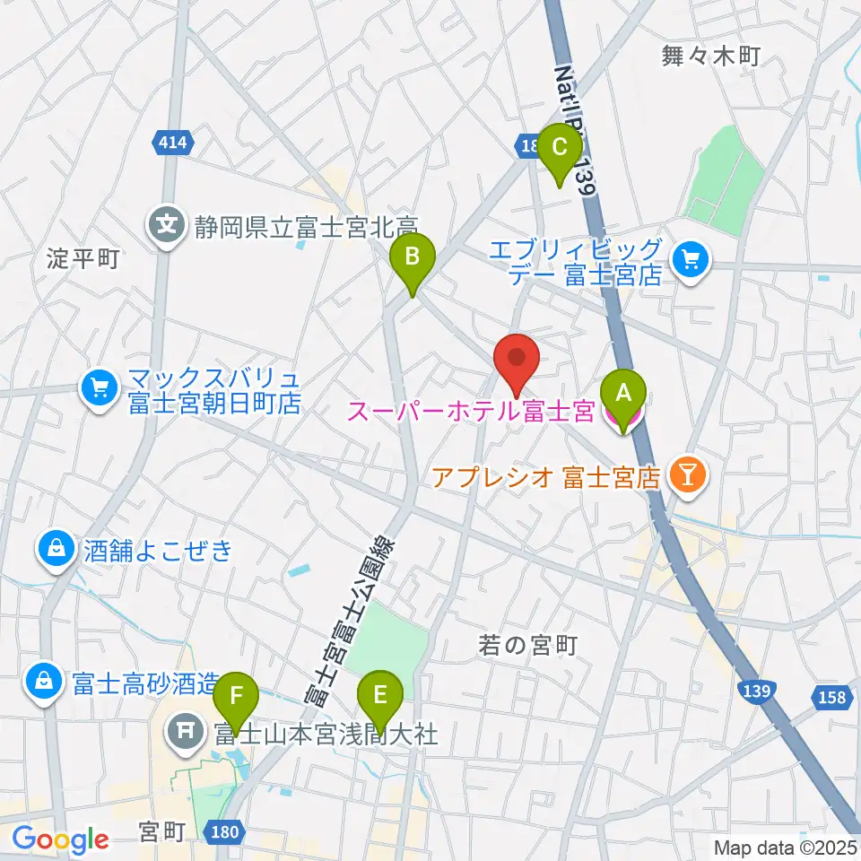 タンザワ楽器 富士宮音楽館周辺のホテル一覧地図