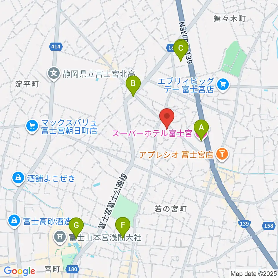 タンザワ楽器 富士宮音楽館周辺のホテル一覧地図