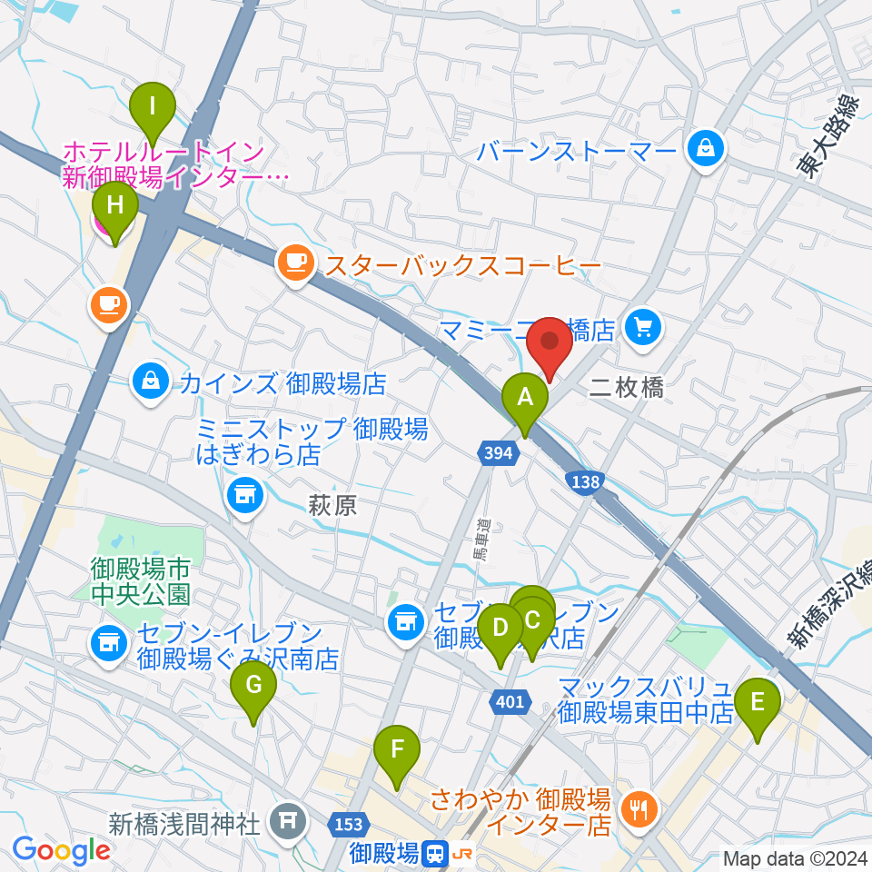 タンザワ楽器 御殿場店周辺のホテル一覧地図