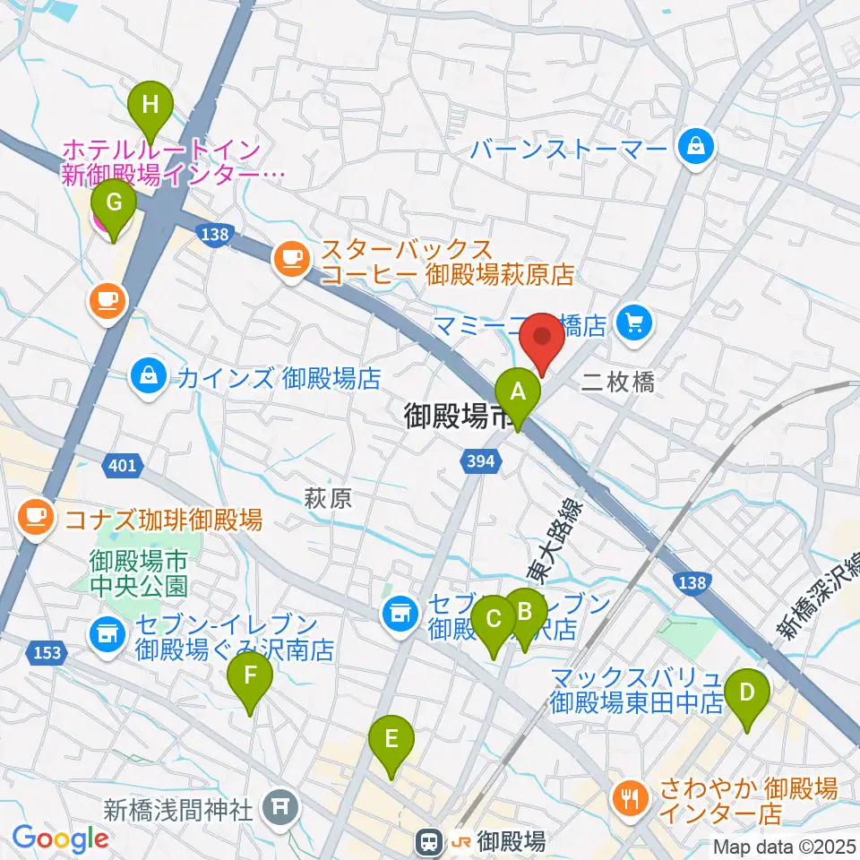 タンザワ楽器 御殿場店周辺のホテル一覧地図