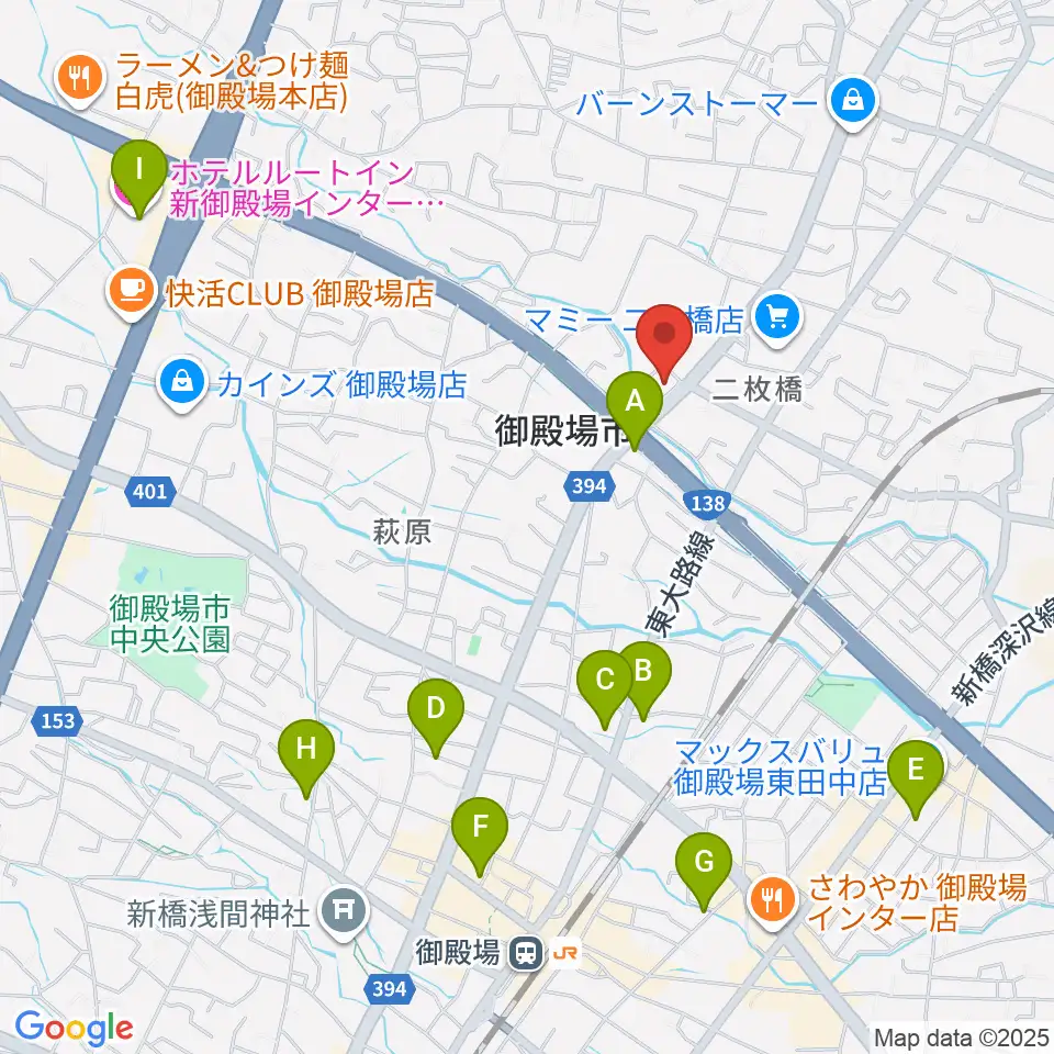 タンザワ楽器 御殿場店周辺のホテル一覧地図