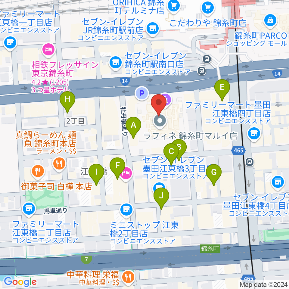 すみだ産業会館サンライズホール周辺のホテル一覧地図