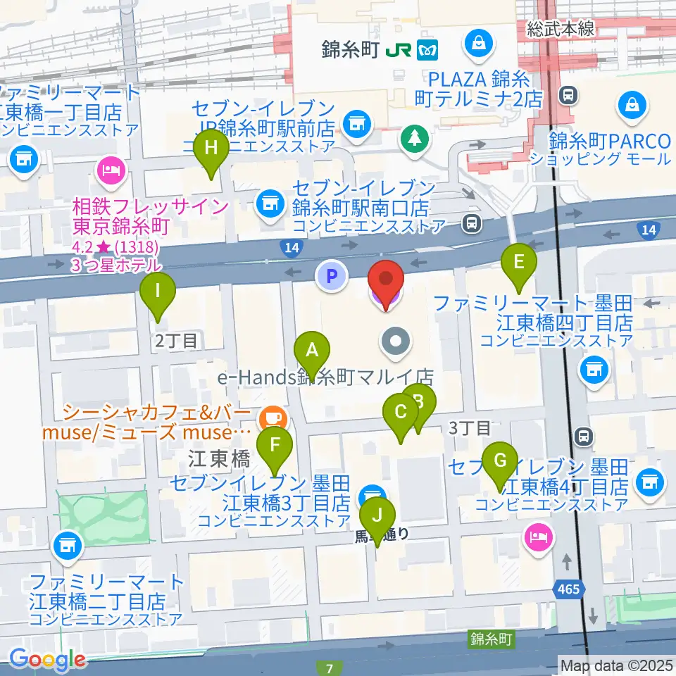 すみだ産業会館周辺のホテル一覧地図