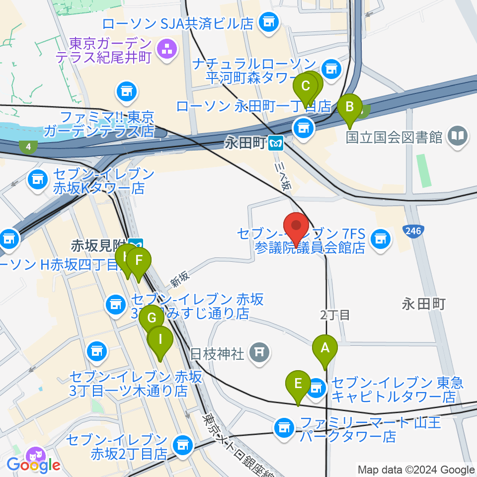 星陵会館周辺のホテル一覧地図