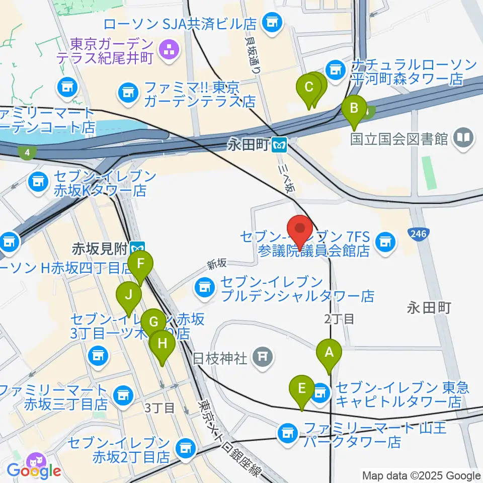 星陵会館周辺のホテル一覧地図