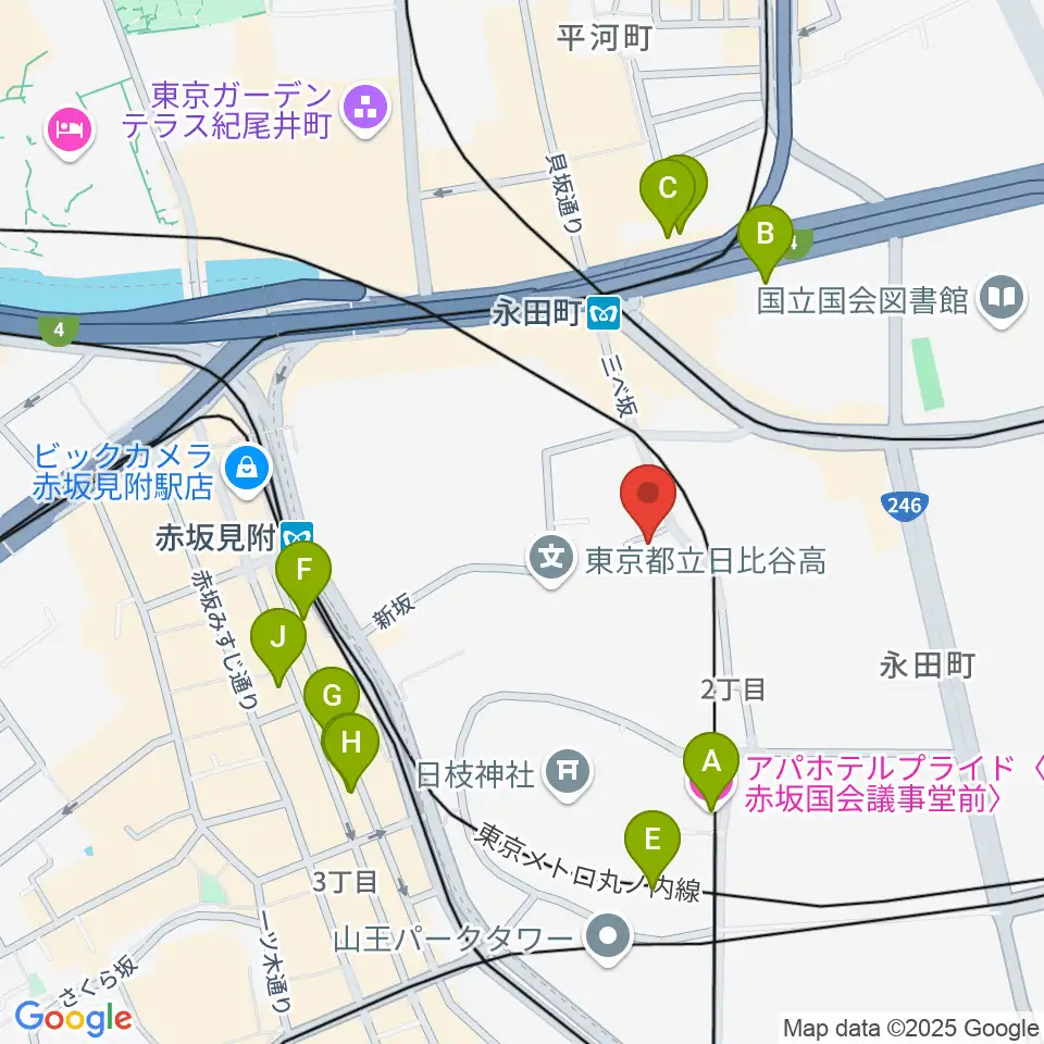 星陵会館周辺のホテル一覧地図