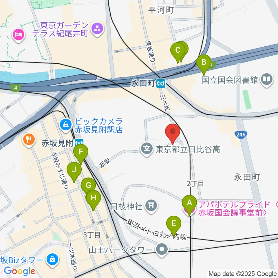 星陵会館周辺のホテル一覧地図