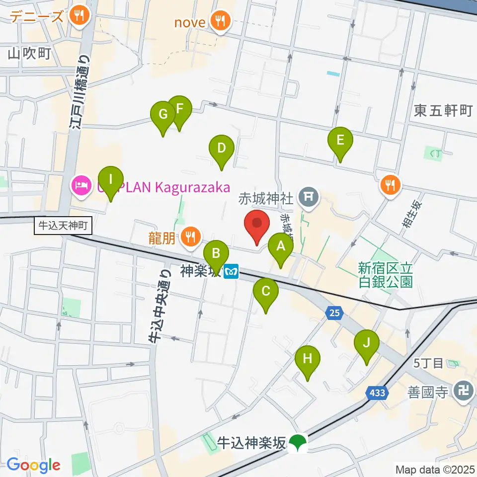 神楽坂セッションハウス周辺のホテル一覧地図