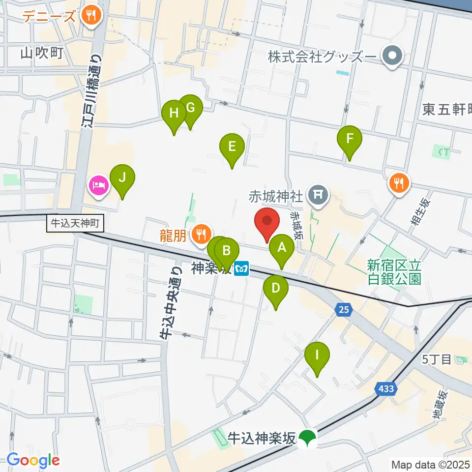 神楽坂セッションハウス周辺のホテル一覧地図