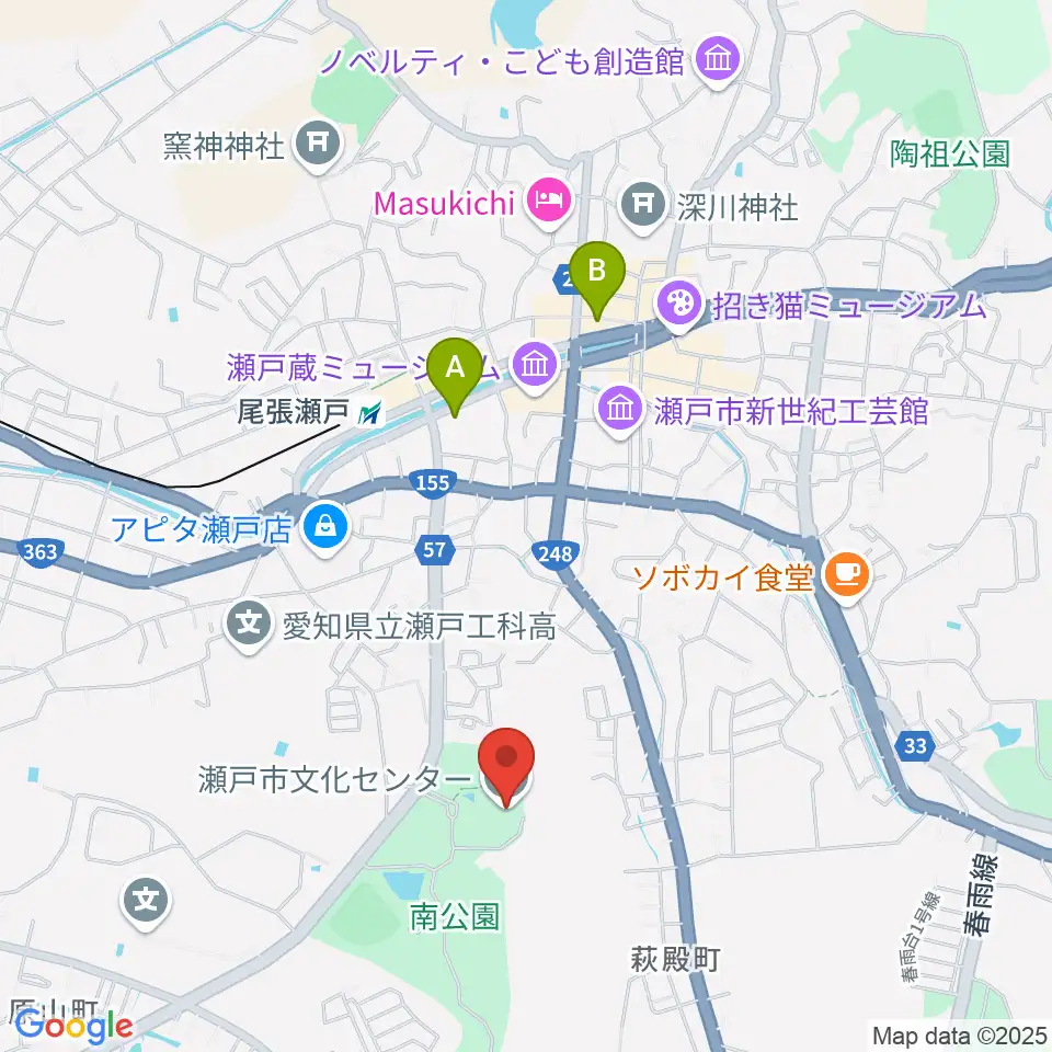 瀬戸市文化センター周辺のホテル一覧地図