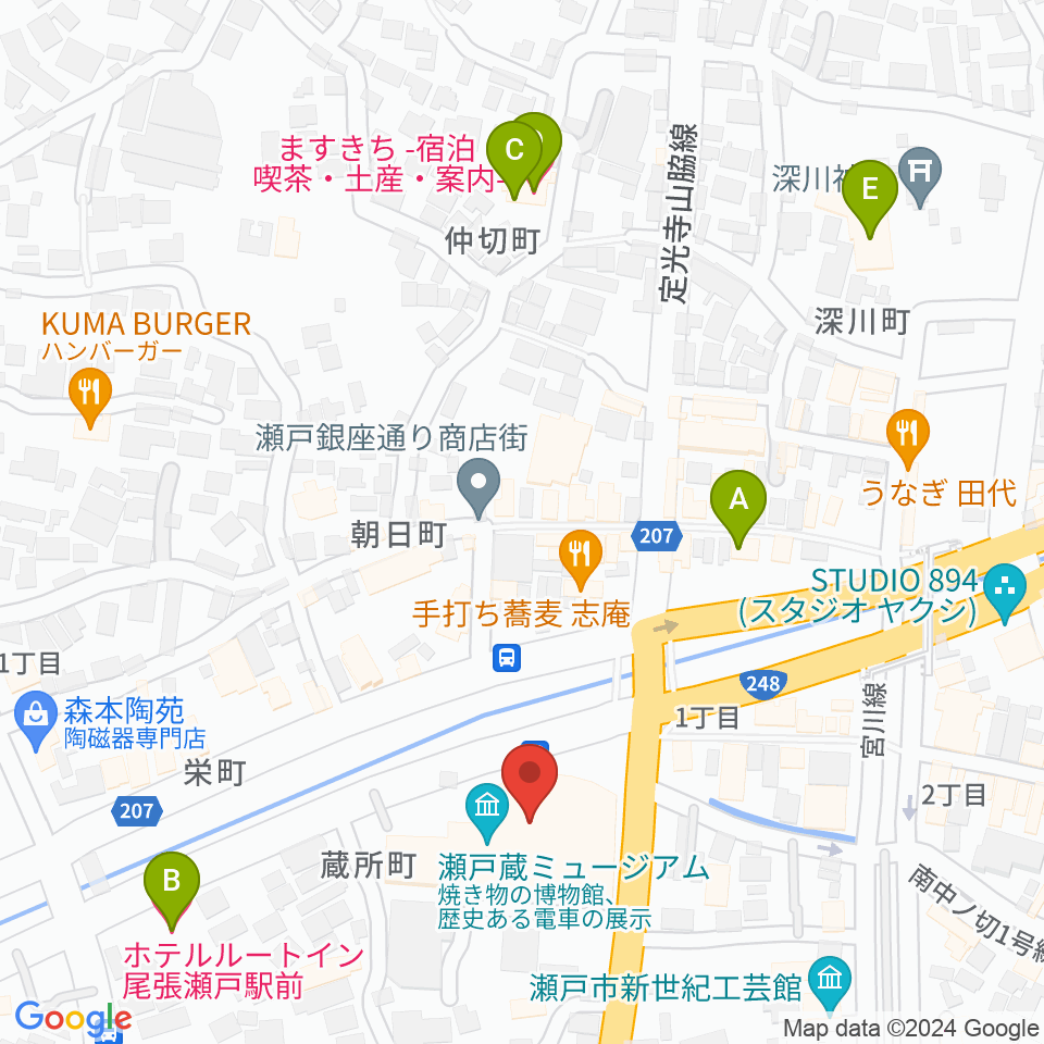 瀬戸蔵周辺のホテル一覧地図